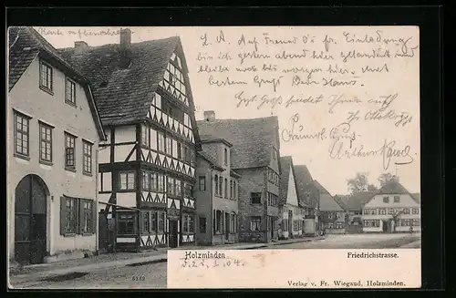 AK Holzminden, Friedrichstrasse mit Fachwerkhaus