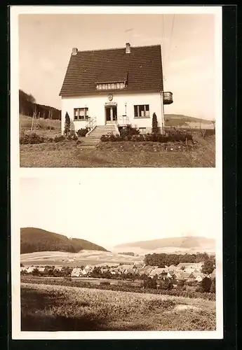 AK Bruchhausen /Höxter, Ortsansicht und Pension Quellenhof