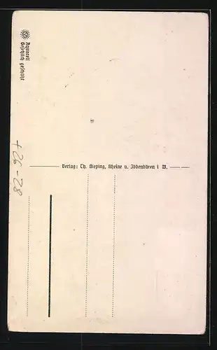 Steindruck-AK Rheine i. W., Emspartie mit Kirche