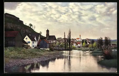 Künstler-AK Photochromie Nr. 2782: Harburg, Wörnitzpartie