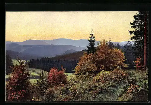 Künstler-AK Photochromie Nr. 2557: Herbstliche Landschaft mit Bergen