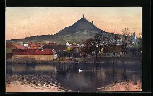 Künstler-AK Photochromie Nr. 2518: Häuser mit Burg auf Berg