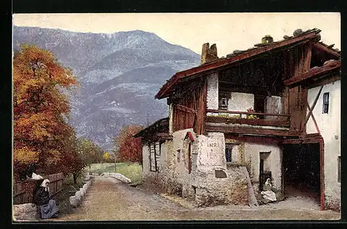 Künstler-AK Photochromie Nr. 3526: Haus mit herbstlichen Bäumen