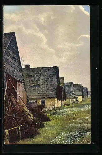 Künstler-AK Photochromie: Georgenfeld, Alte Häuser