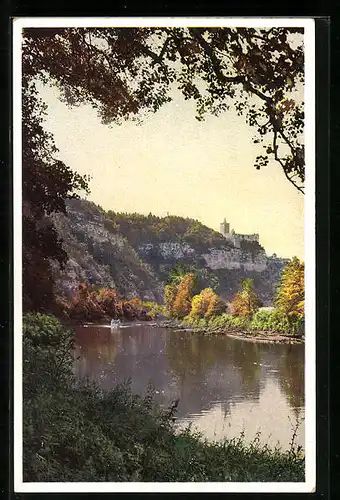 Künstler-AK Photochromie Nr. 346: Flusspartie mit Burg