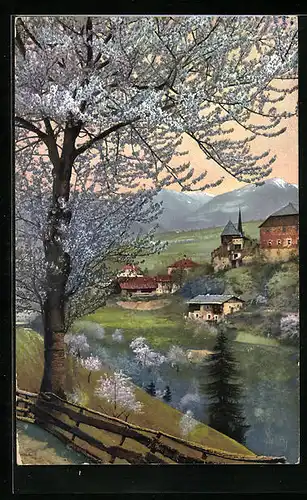 Künstler-AK Photochromie Nr. 2709: Tiroler Ortschaft im Frühling