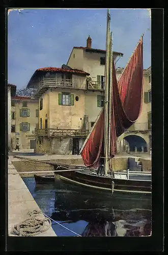 Künstler-AK Photochromie Nr. 1815: Hafen in einem italienischen Ort