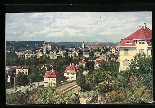 AK Ravensburg, Ortsansicht aus der Vogelschau