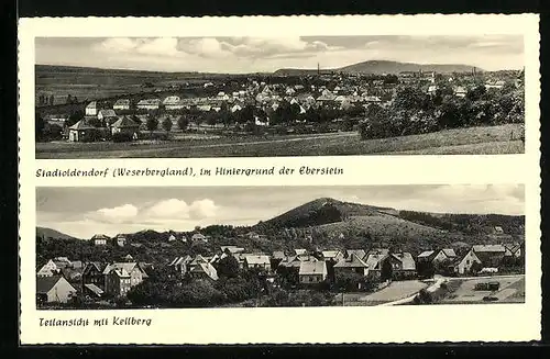 AK Stadtoldendorf /Weserbergland, Teilansicht mit Kellberg, Eberstein