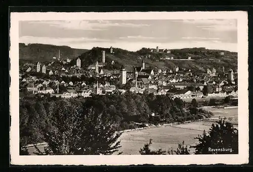 AK Ravensburg, Ansicht Ort mit Fluss