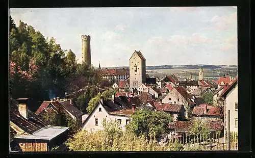 AK Ravensburg, Blick auf Ort mit Burg