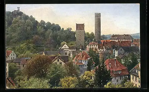 AK Ravensburg, Ortsansicht aus der Vogelschau