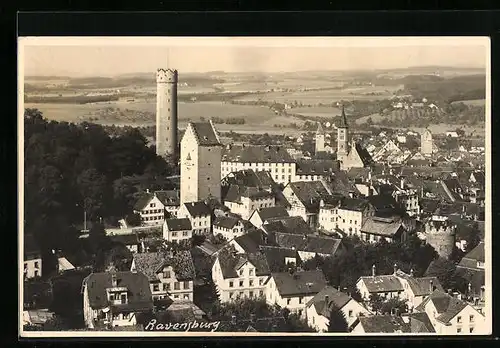 AK Ravensburg, Ortsansicht aus der Vogelschau