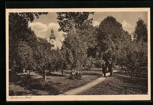 AK Lenzfried /Allgäu, Erziehungs-Institut der Ar. Schulschwestern v. U. L. Fr., Park