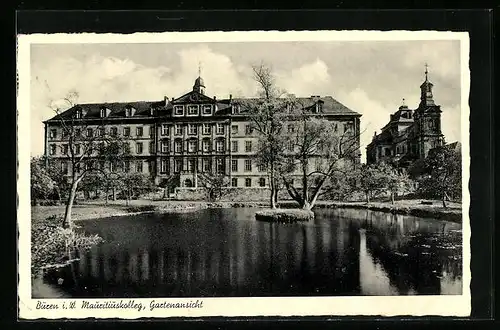 AK Büren i. W., Mauritiuskolleg, Gartenansicht