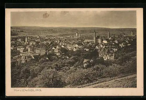 AK Ravensburg, Ortsansicht aus der Vogelschau