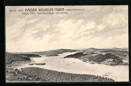 AK Grunewald, Blick vom Kaiser Wilhelm-Turm nach der Potsdamer Gegend