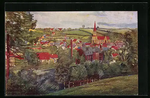 AK Eupen, Teilansicht mit Kirche