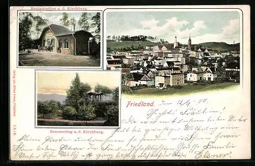 AK Friedland, Restaurant auf dem Kirchberg, Ortsansicht