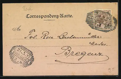 Lithographie Karlsbad, Theater, Sprudel-Colonnade, Stadtpark