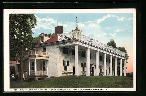 AK Mount Vernon, VA, Home of George Washington, South View of Mansion