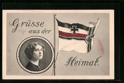 AK Grüsse aus der Heimat, Reichskriegsflagge