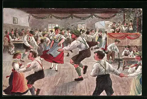 AK Volkstanz auf der Diele