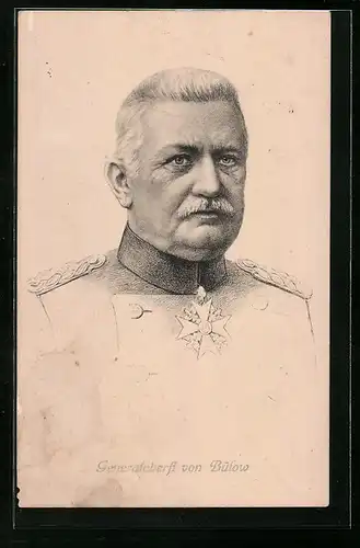 Künstler-AK Heerführer v. Bülow in Uniform