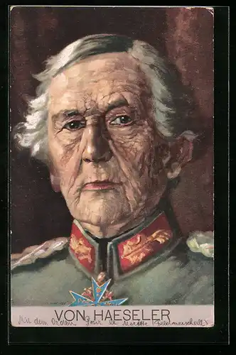 Künstler-AK Portrait Heerführer von Haeseler in Uniform mit Orden