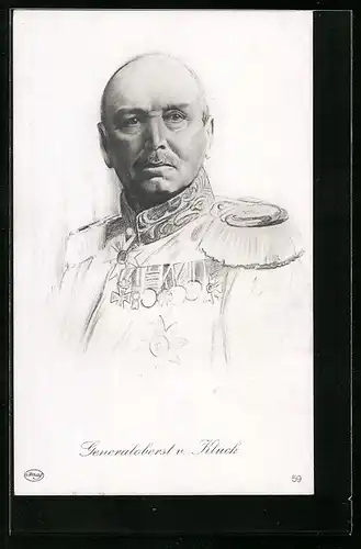 Künstler-AK Generaloberst v. Kluck in Uniform mit Epauletten