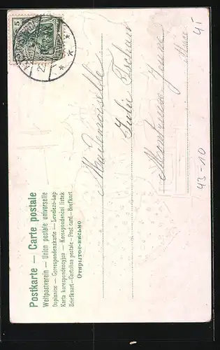 Lithographie Liebespaar auf einer Bank sitzend
