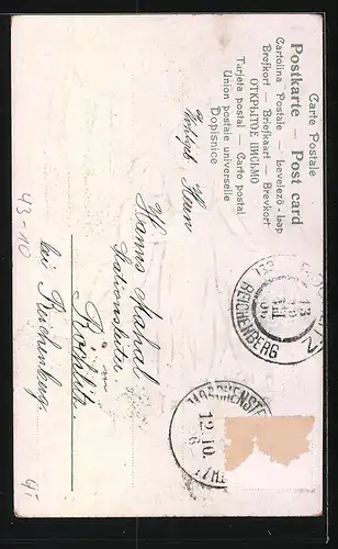 Lithographie Liebespaar im Park