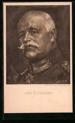 Künstler-AK General von Eichhorn in Uniform