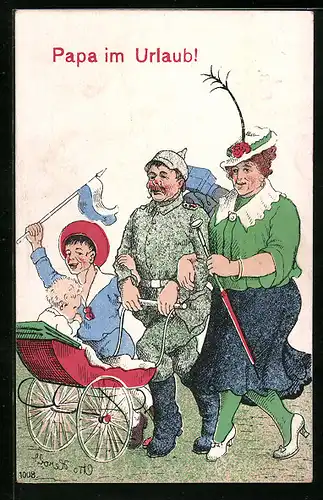 Künstler-AK Papa im Urlaub!