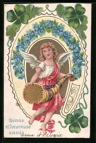 Präge-AK Neujahrsengel wünscht frohes neues Jahr