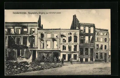 AK Dendermonde, Hauptplatz, Eingang zur Kirchstrasse