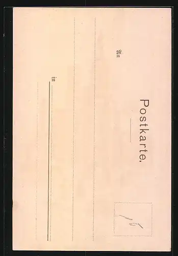 Lithographie Stuttgart, Partie an der Stadtkirche, Schillerdenkmal