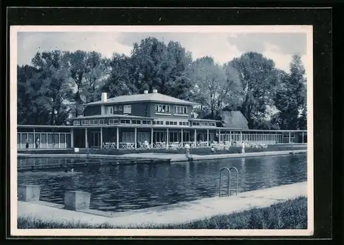 AK Göttingen, Städt. Freibad mit Cafe