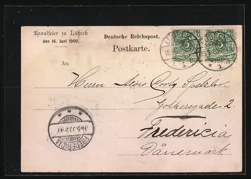 AK Lübeck, Eröffnung des Elbe-Trave-Kanals durch Kaiser Wilhelm II. am 16.06.1900