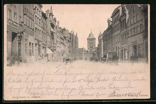 AK Lübeck, Burgstrasse im Sonnenschein