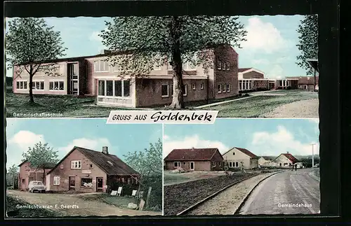 AK Goldenbek, Gemischtwarengeschäft E. Geerdts, Gemeindehaus, Gemeinschaftsschule