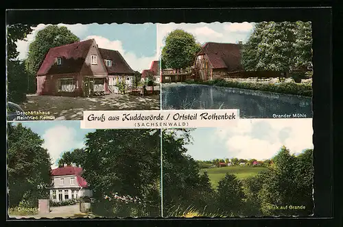 AK Kuddewörde-Rothenbek /Sachsenwald, Geschäftshaus Reinfried Remus, Grander Mühle, Blick auf Grande
