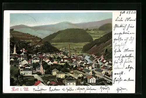 AK Zell i. W., Gesamtansicht aus der Vogelschau