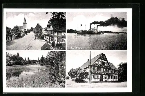 AK Rheinau /Baden, Gasthaus zum Rappen, Diersheim, Dampfer