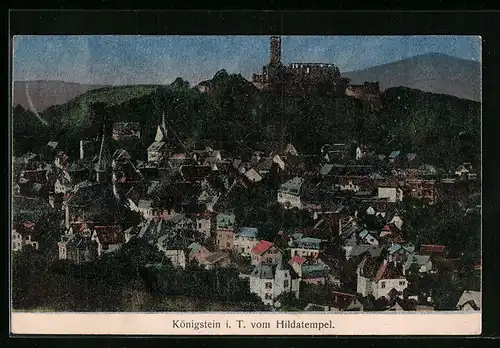 AK Königstein i. T., Ortsansicht vom Hildatempel