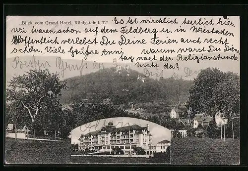 AK Königstein i. T., Ausblick vom Grand Hotel