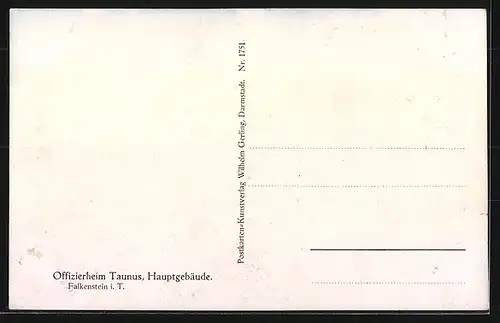 Künstler-AK Falkenstein i. T., Offizierheim Taunus, Hauptgebäude