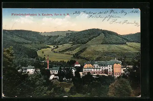 AK Friedrichsheim b. Kandern, Ortsansicht mit Schornstein