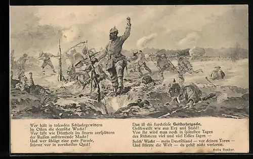 AK Soldaten der Infanterie in der Schlacht