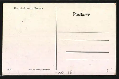 AK Unterstände unserer Truppen, Schützengraben